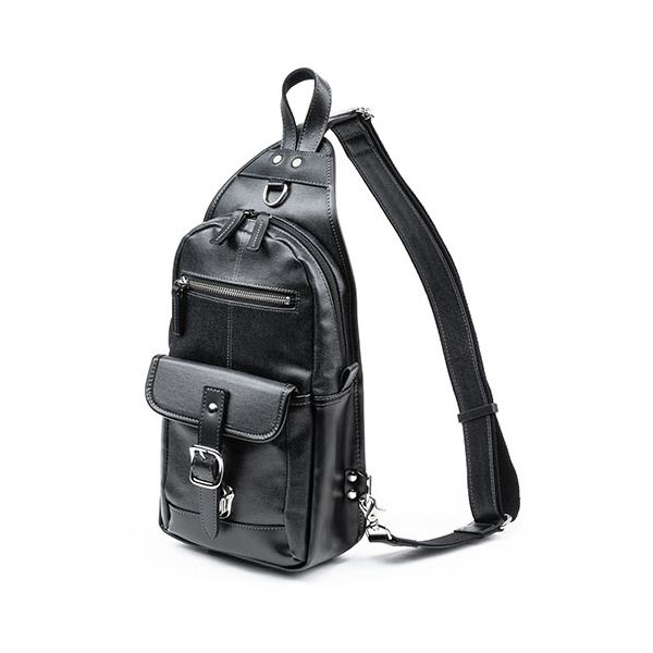 サンワダイレクト ボディバッグ(メンズ・ワンショルダー・日本製・デニム生地・縦型・ブラック) 200-BAGBDY1BK 1個 [21]