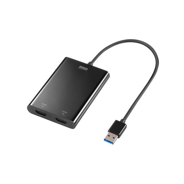 サンワサプライ USB-HDMIディスプレイアダプタ 4K×2画面出力 ブラック USB-CVU3HD6 [21]