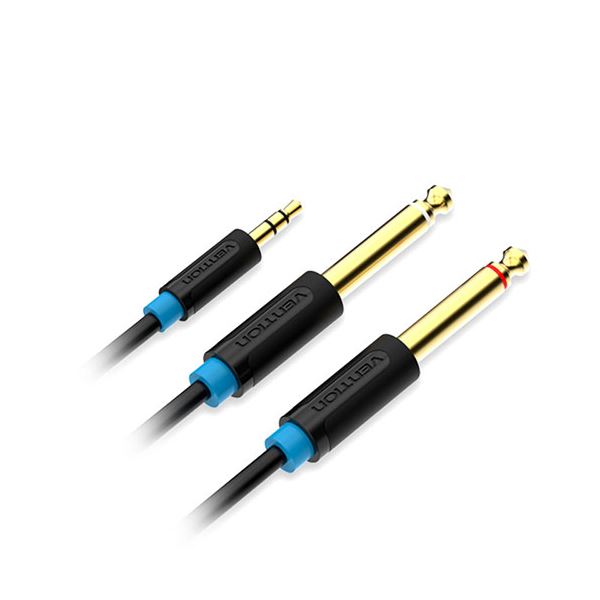 【5本仕掛ける】 VENTION 3.5粍 Male to 2*6.5粍 Male オーディオ有線テレビ 5m 黒いこと BA-5459X5[21]