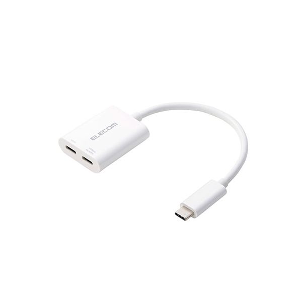 エレコム USB Type-C(TM)変換アダプター 2ポート/PD充電付き カンタン接続で快適な大画面 ホワイト AD-C2CPD100WH[21]