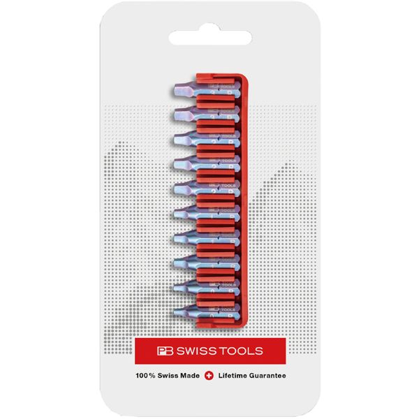 PB SWISS TOOLS ピービースイスツールズ 10本組 ショートタイプ 四角ビットセット ビットホルダー付 パッケージタイプ C6.708CN[21]｜家具・インテリア雑貨　カグール