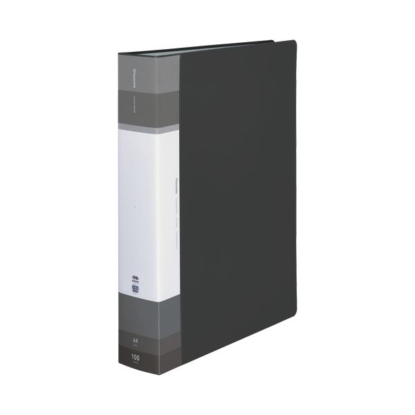 （まとめ）コクヨ クリヤーブック(Glassele) 固定式・背ポケット A4タテ 100ポケット ブラック ラ-GLB100D 1セット(4冊)【×3セット】[21]