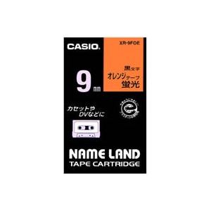 （まとめ）カシオ CASIO 蛍光テープ XR-9FOE 橙に黒文字 9mm【×5セット】 [21]