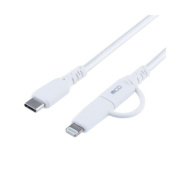 （まとめ） ナカバヤシ ミヨシLightningアダプター付き添い人USB PD有線テレビ 白いこと 0.15m SCL-AD01W 1本 【×2書き割り】[21]