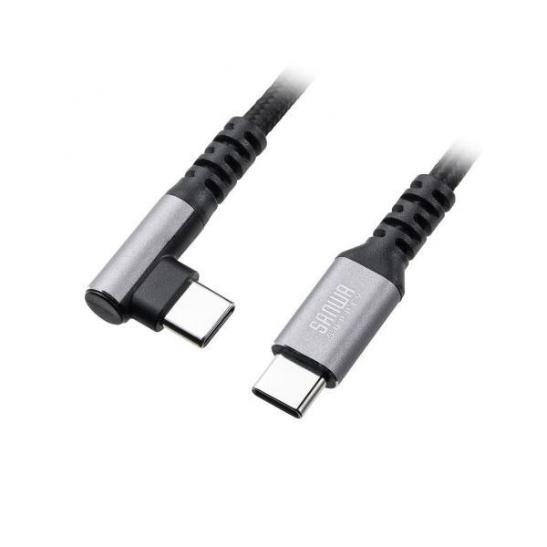 【3本セット】 サンワサプライ USB 2.0 Type-Cケーブル C-C 片側L型コネクタ 60W 1m KU-CCP60L10TKX3[21]
