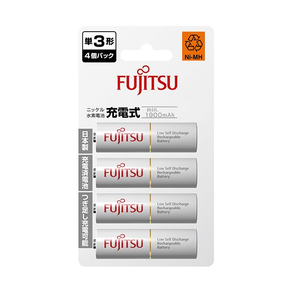 （まとめ） FDK 富士通ニッケル水素電池 スタンダードタイプ 単3形 HR-3UTC（4B） 1パック（4本） 【×3セット】[21]