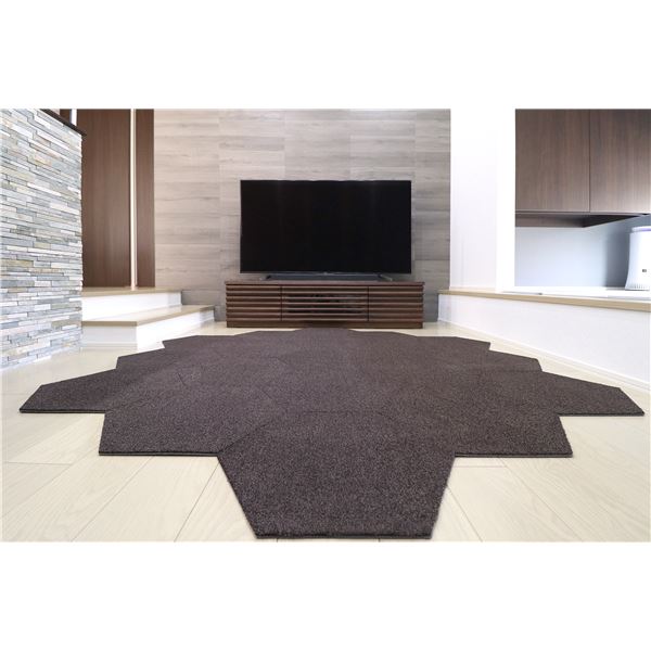 ラグタスタイルラグ タイルラグ ヘキサゴン DBR ダークブラウン 【約50×43cm／10枚セット】【代引不可】 [21]