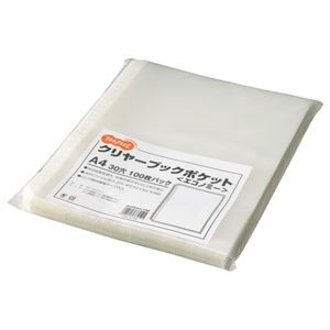 （まとめ） TANOSEE クリヤーブック（クリアブック）ポケット エコノミー A4タテ 2・4・30穴 1パック（100枚） 【×5セット】[21]