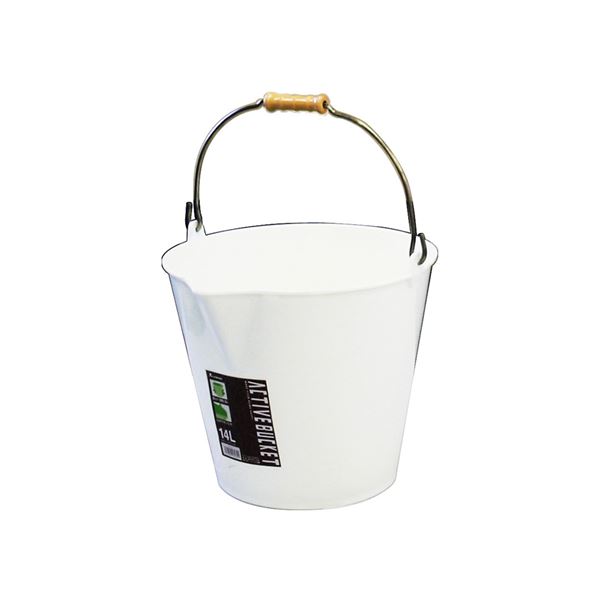 【20セット】 ポリバケツ/アクティブバケツ 【14L】 ホワイト 〔掃除用品 ガーデニング用品 園芸〕【代引不可】[21]