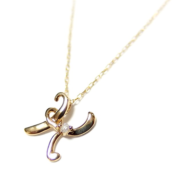 イニシャル ネックレス ダイヤモンド ネックレス 一粒 0.01ct K18 ゴールド 文字 K ダイヤネックレス ペンダント [21]