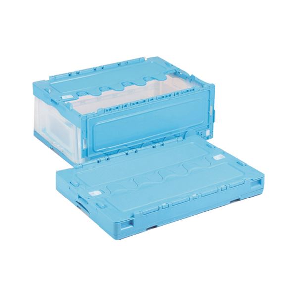 岐阜プラスチック工業 折りたたみ入れもの 蓋付 55L 澄み切った青色 CF-S56NR BTM[21] 収納用品-生活雑貨