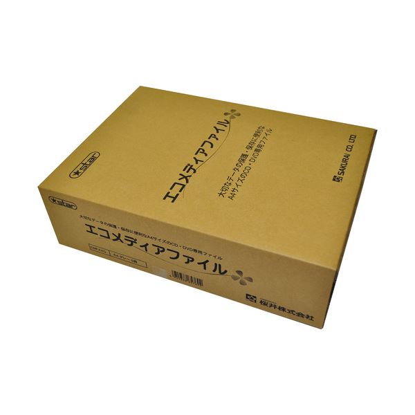 （まとめ） 桜井 エコメディアファイル スリムA4 6穴 グレー EMFA4GS 1パック（5冊） 【×4セット】[21]