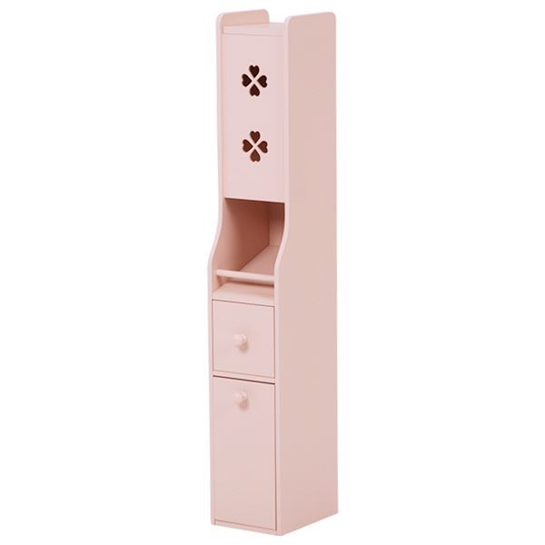 トイレラック トイレ収納 約幅15.5cm ピンク スリム 省スペース 完成品 お手洗い 御手洗 収納家具 収納用品 掃除用品【代引不可】 [21]