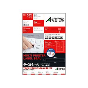 (まとめ) エーワン ラベルシール(プリンター兼用) 下地がかくせて透かしても読めない修正タイプ マット紙・ホワイト A4 46面 12×90mm 四辺余白付 31671 1冊(12シート) 【×5セット】[21]