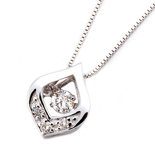ダイヤモンド ネックレス 一粒 K18 ホワイトゴールド 0.1ct ダンシングストーン ダイヤモンドスウィング 雫モチーフ 揺れるダイヤ ペンダント 鑑別カード付き[21]