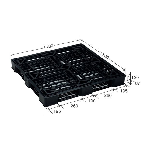 【10枚セット】 樹脂パレット/軽量パレット 【JL-D4・1111E(4)】 ブラック 材質：再生PP 安全設計【代引不可】 [21]