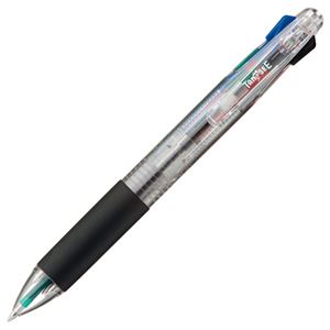 （まとめ） TANOSEE 油性4色ボールペン 0.7mm （軸色 クリア） バネクリップ仕様 1本 【×20セット】[21]