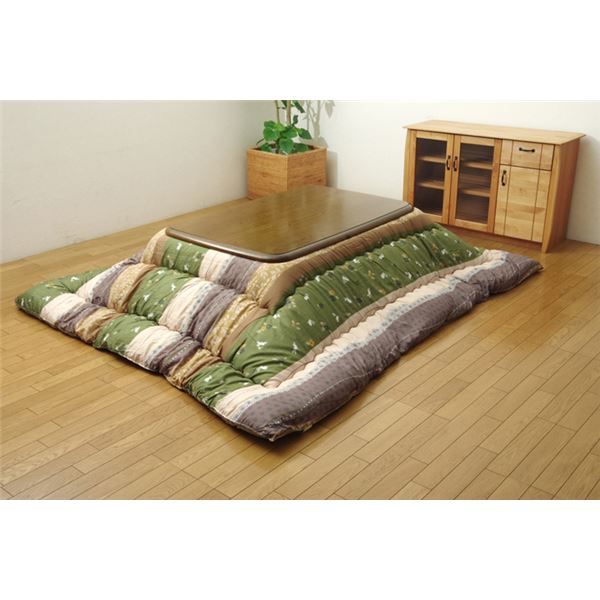 和柄 こたつ布団/こたつ掛け布団 【うさぎ柄 矩形 単品 緑であること 約205×245糎】 桃人はだ 起毛 〔リビング 昼ご飯〕【代引不可】[21]
