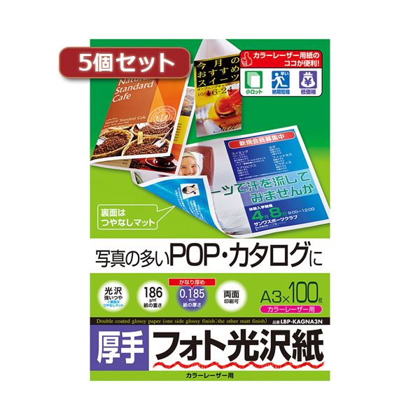 5個仕掛けるサンワサプライ 色つやレーザ用写真絵光輝紙・朦々たる LBP-KAGNA3NX5[21]