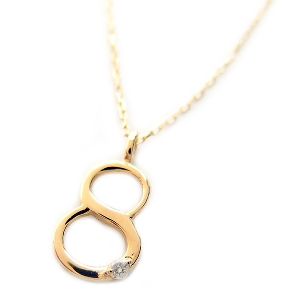 ナンバー ネックレス ダイヤモンド ネックレス 一粒 0.01ct K18 ゴールド 数字 8 ダイヤネックレス ペンダント [21]｜家具・インテリア雑貨　カグール
