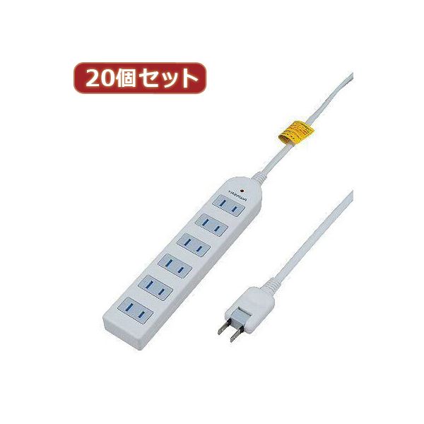YAZAWA 20個書き割り 雷差し固める付取りひろげる吊りひも・水道栓6個口 Y02KS602WHX20[21]
