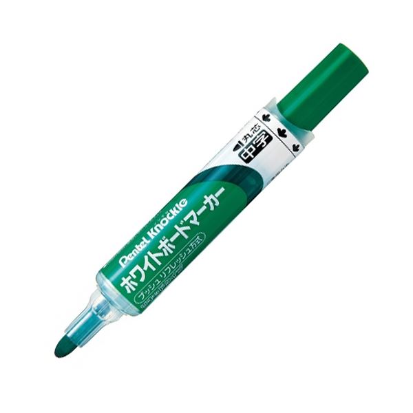 (まとめ) ぺんてる ホワイトボードマーカー ノックル 中字丸芯 緑 EMWLM-D 1本 【×50セット】[21]