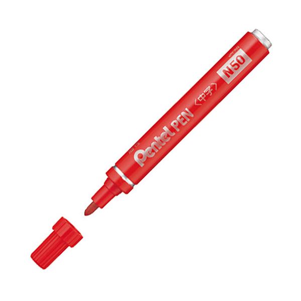 (まとめ) ぺんてる 油性目じるし Pentel PEN N50 赤 N50-BD 1本  【×100仕掛ける】[21] 日用品雑貨・文房具・手芸-その他