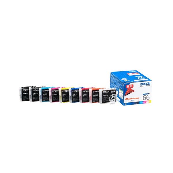 (まとめ) エプソン EPSON インキ薬莢 9色容器に並べる 集積回路9CL66 1箱（9個：各色1個）  【×10書き割り】[21]