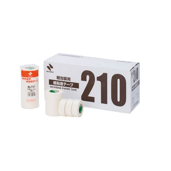 （まとめ） ニチバン 軽包装用 紙粘着テープ NO.210 12mm 10個入 【×10セット】[21]
