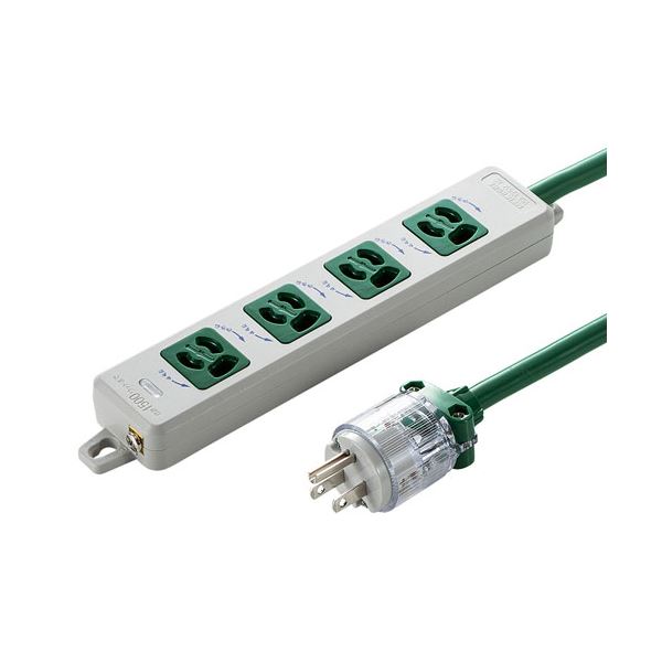 サンワサプライ 医用接地プラグ付き電源タップ グリーン TAP-HPM4-5G[21] 8,712円