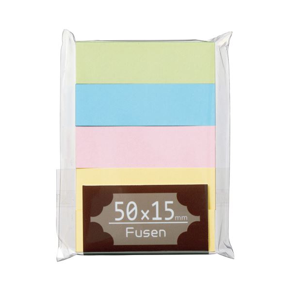 (まとめ) TANOSEE ふせん 50×15粍 パステルアソート 1容器に並べる（5冊）  【×30書き割り】[21]