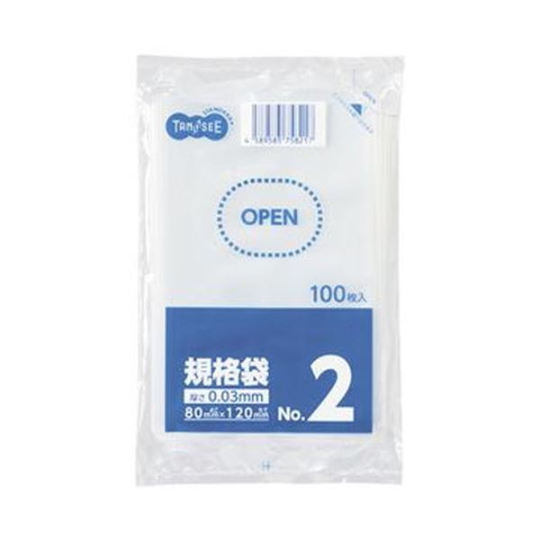 （まとめ）TANOSEE 規格袋 2号0.03×80×120mm 1セット（4000枚：100枚×40パック）【×5セット】[21]