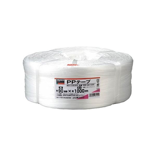 (まとめ) TRUSCO PPテープ 90mm×1000m 白 TPP-901000 1巻 【×3セット】 [21]