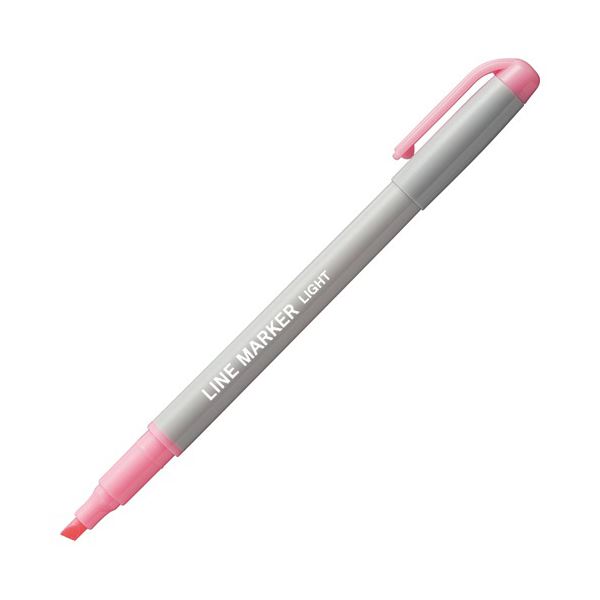 (まとめ) TANOSEE 蛍光マーカーシングルタイプ（キャップ式） ライトピンク 1セット（10本） 【×30セット】[21]