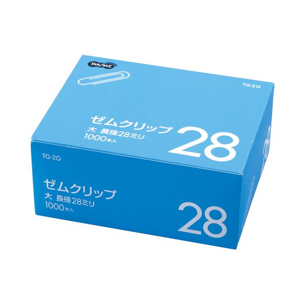 (まとめ) TANOSEE クリップ 大 28粍 しろがね色 御勤め用容器に並べる 1箱（1000本）  【×30書き割り】[21]
