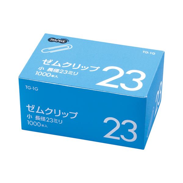 (まとめ) TANOSEE クリップ 小 23粍 しろがね色 お役目用容器に並べる 1箱（1000本）  【×30書き割り】[21]