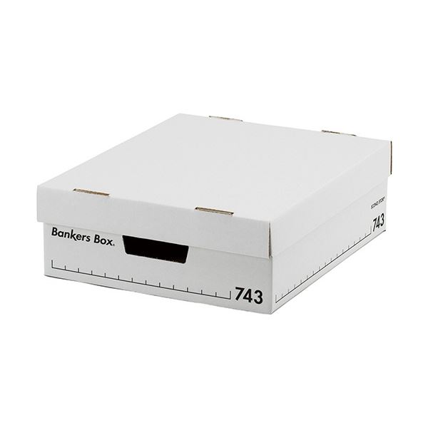 フェローズ バンカーズボックス 743sボックス A4 ハーフ ふた付 ホワイト/ブラック 1007801 1セット(30個：6個×5パック) [21]