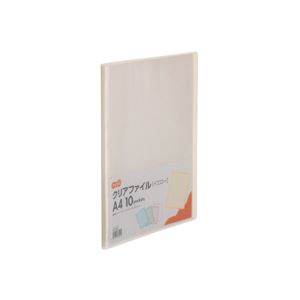 (まとめ) TANOSEE クリアファイル A4タテ10ポケット 背幅8mm イエロー 1セット(10冊) 【×10セット】[21]