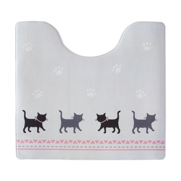 (まとめ) オカ 拭いてお手入れするトイレマット 約55×60cm キャット 1枚 【×5セット】[21]