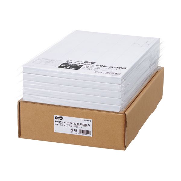 TANOSEE A4タック判子御役目用風呂敷き包み 20面 38.1×68.58粍 四辺粗利益 1箱（500腰かけ：100腰かけ×5冊）[21]