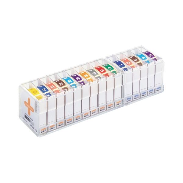 リヒトラブ 色つやかな付け紙M 渦状文手合い 「あ」～「わ」・「1」～「5」(300片×各1箱) 専用容れもの付 HK763R-コミ 1容器に並べる[21]