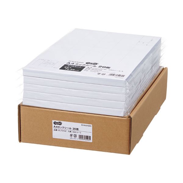 TANOSEE A4タック判子御役目用風呂敷き包み 20面 42×74.25粍 1箱（500腰かけ：100腰かけ×5冊）[21]