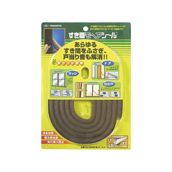 (まとめ) 槌屋 すき間モヘヤシール ゴールド 9mm×9mm×2m NO9090-LBR 1巻 【×10セット】[21] 7,372円