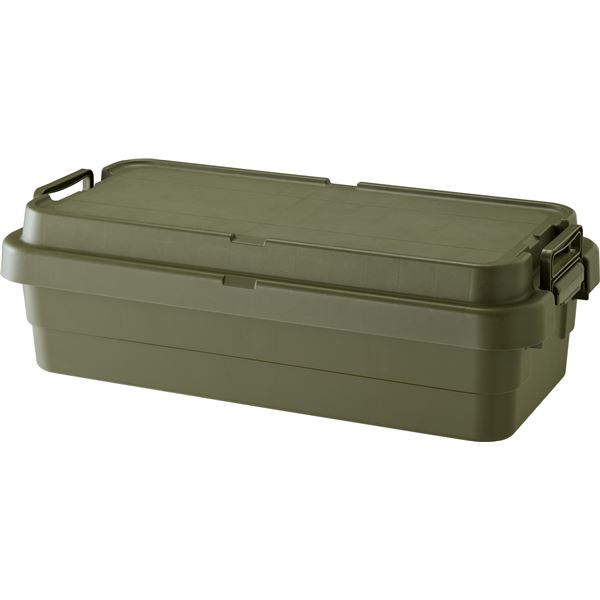 収納ボックス 収納ケース 浅型 40L 幅78×奥行39×高さ24cm グリーン ふた付き トランクカーゴ LOW アウトドア キャンプ [21]