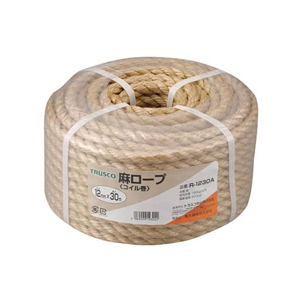 TRUSCO 麻縄索 φ12mm×30m 巻き巻 R-1230A 1巻[21] 日用品雑貨・文房具・手芸-生活雑貨-梱包資材