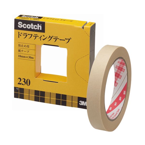 (まとめ) 3M スコッチ ドラフティングテープ 230 大巻 18mm×30m 230-3-18 1巻 【×10セット】[21]