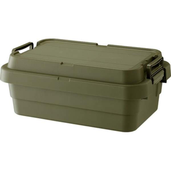 収納ボックス 収納ケース 幅60cm 50L LOW TYPE 浅型 カーキ S蓋 車用 ルーフキャリー対応 日本製 トランクカーゴ アウトドア [21]