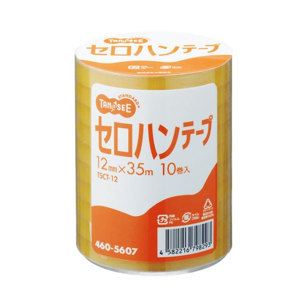 (まとめ) TANOSEE セロハンテープ 12mm×35m 1パック（10巻） 【×10セット】[21]
