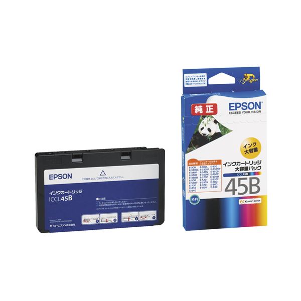 (まとめ) エプソン EPSON インキ薬莢 色つや（4色一体型） 大静電容量手合い ICCL45B 1個  【×10書き割り】[21]