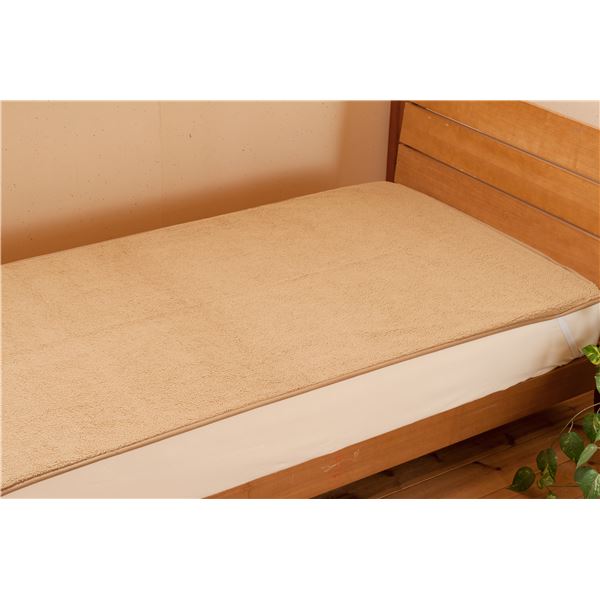 敷パッド 寝具 シングル 約100×200cm キャメル 日本製 吸湿発熱 薄型 もこもこ シープタッチ エバーウォーム ベッドルーム 寝室 [21]